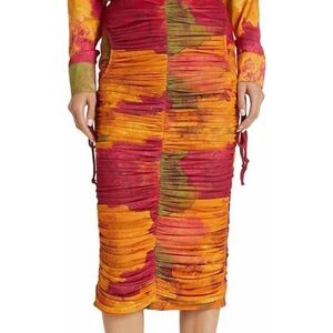 Andrea Iyamah Colorful Ruched Pencil Skirt